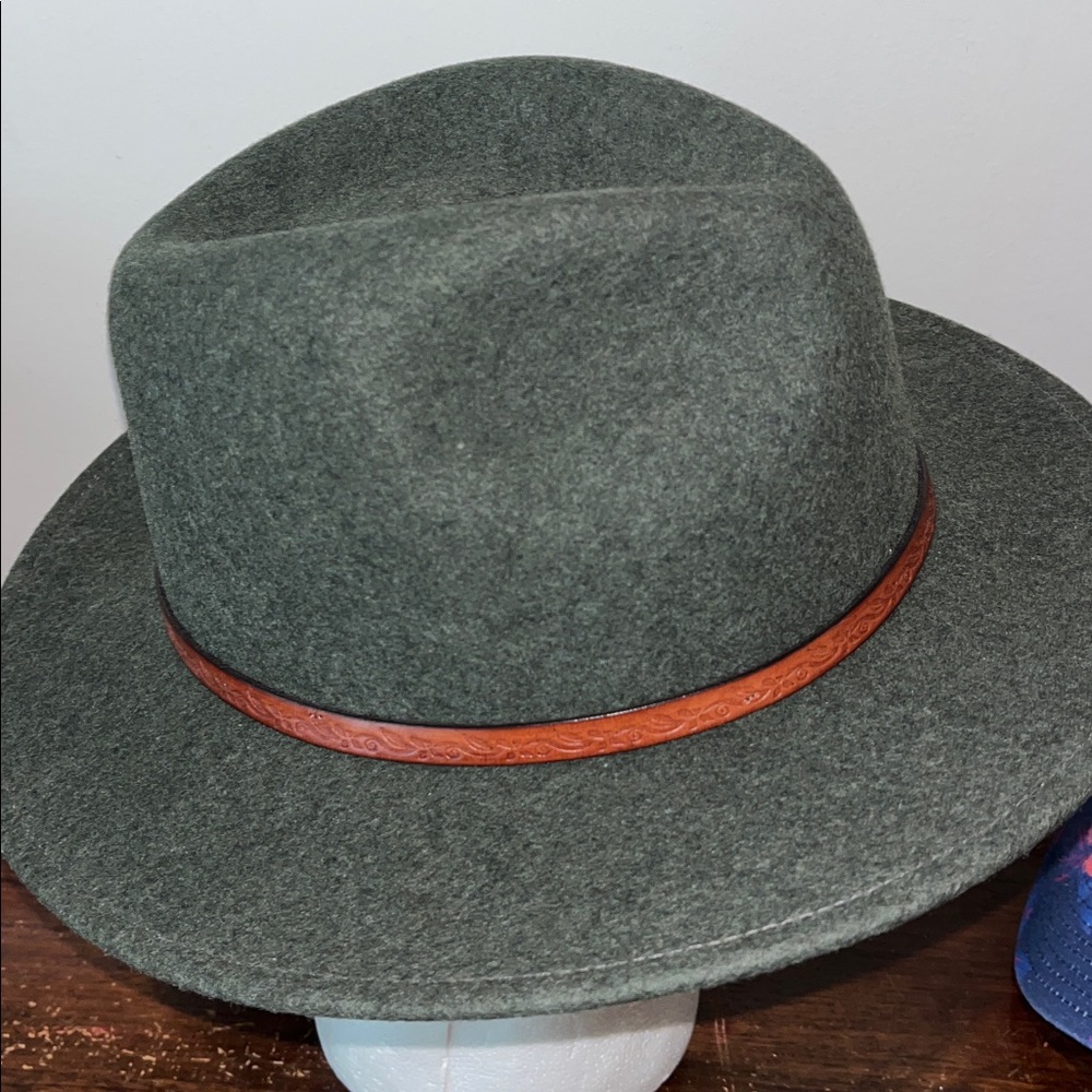 Green 100% Wool Felt STETSON Cromwell men’s Fedora brim Hat L NWOT USA Made - Picture 3 of 6